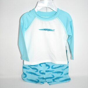 Adventurewear 360 Baby Rashgaurd & Crocodile Swim Trunks Set SIZE: 6M AQUA # S54